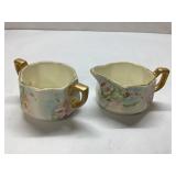 Hand-Painted Creamer and Sugar Set with Floral Des