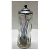 Vintage-Style Clear Glass Straw Dispenser with Chr