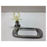 Metal Bell and Decorative Tray Set with Plastic Ea