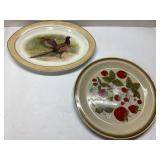 Pheasants Platter and Strawberries Plate, Approx.