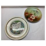Two Decorative Plates: New York Map Design and Flo