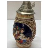 King Germany Ceramic Stein With Pewter Lid, 8 1/2