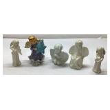 Five Angel Figurines in Mixed Materials