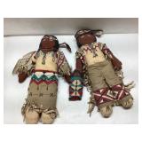 Three Handmade Native American Themed Cloth Dolls