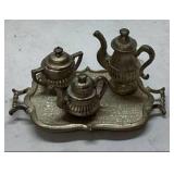 Rare Mini Pewter Tea Set on Tray