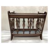 Vintage Wooden Magazine Rack with Turned Spindles