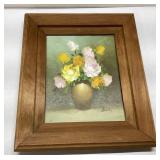 Floral Still Life Painting in Wooden Frame, 12 x 1