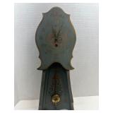 Blue Wood Mantel Clock with Pendulum and Painted R