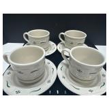 Longaberger Pottery Coffee Cup and Saucer Set, 8 P