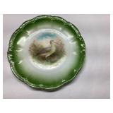 Decorative Plate with Bird Design and Green Gradie
