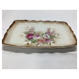 Rectangular Porcelain Plate with Floral Design