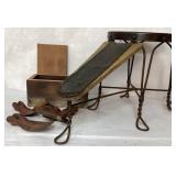 Vintage Shoe Repair Tools in Wooden Box With Shoe