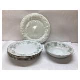Platters, Plates, and Bowl with Floral and Grape D