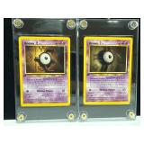 First Edition Pokemon Unown E and Unown I Cards in