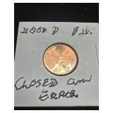 1960-D Lincoln Penny With Closed ï¿½Cï¿½ Error in Prot