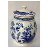 Spode Blue and White Lidded Ceramic Jar, Approxima
