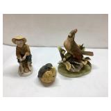 3 Decorative Figurines Featuring Boy and Birds