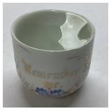 White Ceramic Shaving Mug with Floral and Gold Det