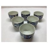 6 Made in Japan Bowls with Blue and Gold Detailing