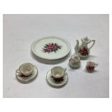 Miniature Porcelain Tea Set with Rose Design