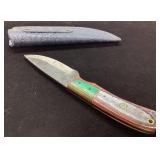 Handmade Knife with Damascus Blade and Leather She