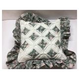 Floral Decorative Pillow With Ruffle Trim, Approxi