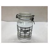 Glass Sugar Container With Wire Clamp Lid, 8 Inche