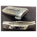 Folding Knife with Decorative Handle and Textured