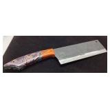 Custom Handmade Chef Knife with Patterned Handle a