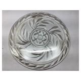 Clear Glass Platter with Floral and Leaf Motif, 13