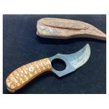 Custom Knife With Leather Sheath, Approximately 6