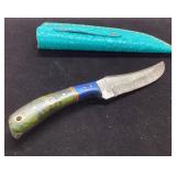 Damascus Steel Knife with Multi-Color Handle and E