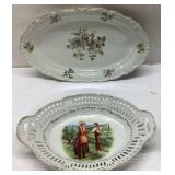 Two Decorated Porcelain Platters with Gold Accents