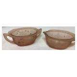 Pink Depression Glass Sugar and Creamer Set with F