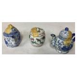 Three Miniature Ceramic Teapots, Made in China