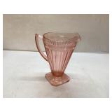 Pink Depression Glass Pitcher with Etched Design,