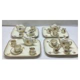 4 Decorative Ceramic Mini Tea Sets with Trays