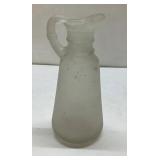 Frosted Glass Pitcher Approximately 6 Inches Tall