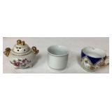 Three Hand-Painted Miniature Porcelain Items, 2 to