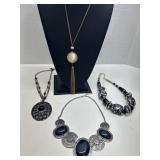4 Costume Jewelry Necklaces with Various Designs