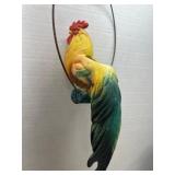 Hand-Painted Resin Rooster Ornament with Wire Hang