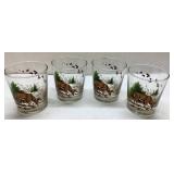 4 Glass Tumblers with Wildlife Design, Approximate