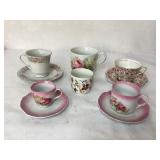 Cups and Saucers with Floral Designs