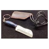 Small Keychain Knife With Leather Sheath and Lanya