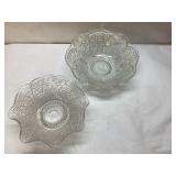 Two Pressed Glass Decorative Bowls with Scalloped