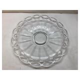Clear Glass Platter with Decorative Openwork Edge,