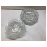 Two Pressed Glass Bowls with Decorative Patterns