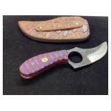 Custom Knife With Textured Leather Sheath and Colo