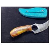Knife with Decorative Handle and Blue Embossed She