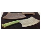 Handmade 12-Inch Cleaver Knife with Leather Sheath